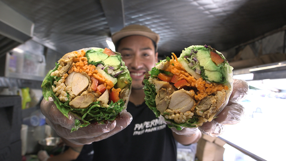 The Spurrito: Asian and Mexican mashup in a massive burrito of flavor 