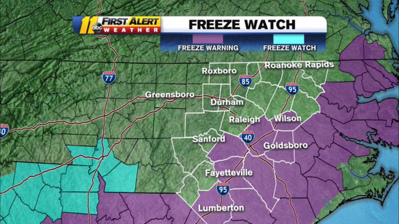 Freeze Warning in effect until Saturday morning for eastern NC - ABC11 ...