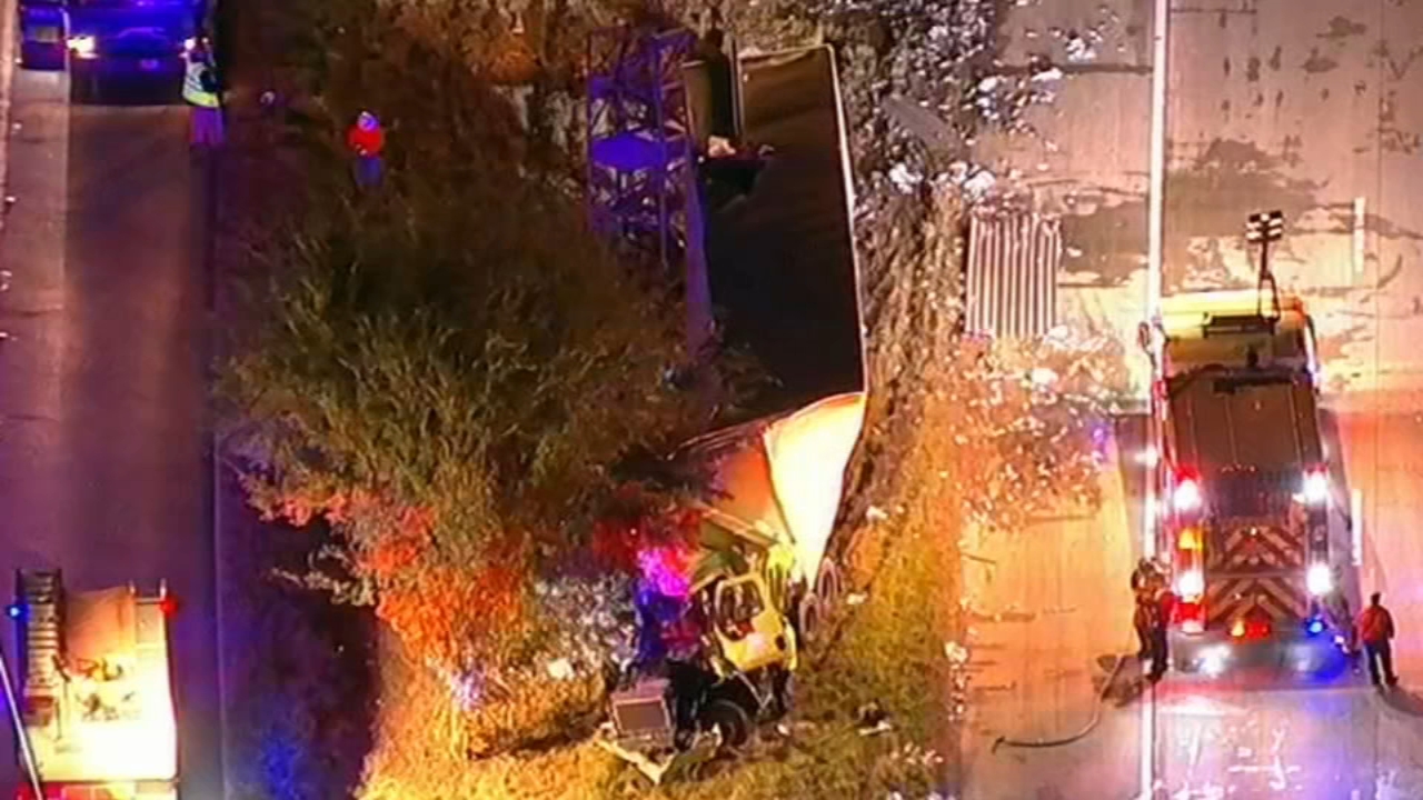 Greyhound bus hit by 18-wheeler on I-45