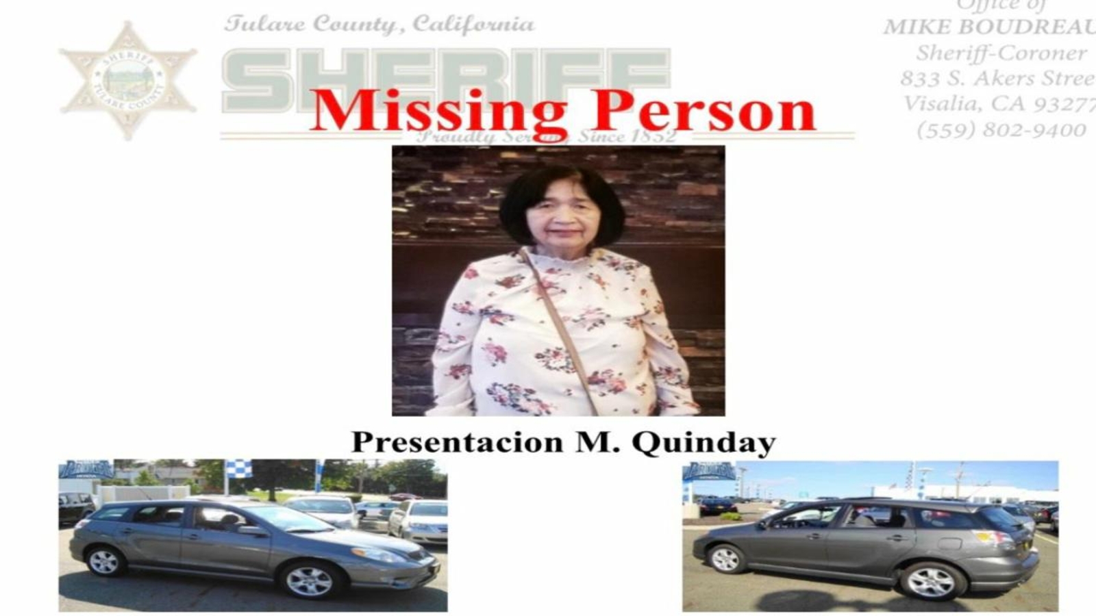 Senior citizen missing since failing driver's test at Reedley DMV Thursday