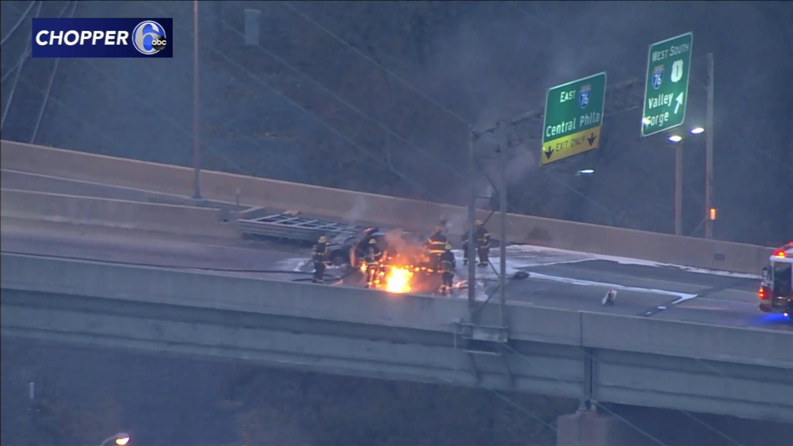 Car fire causes traffic mess on Roosevelt Boulevard near Twin Bridges