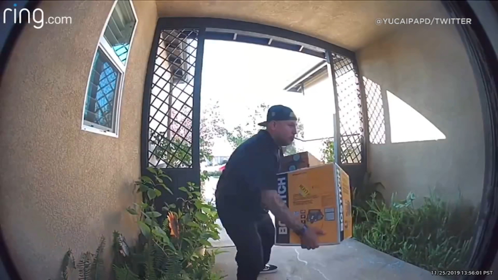 Video captures man taking armload of packages from Yucaipa home in ...