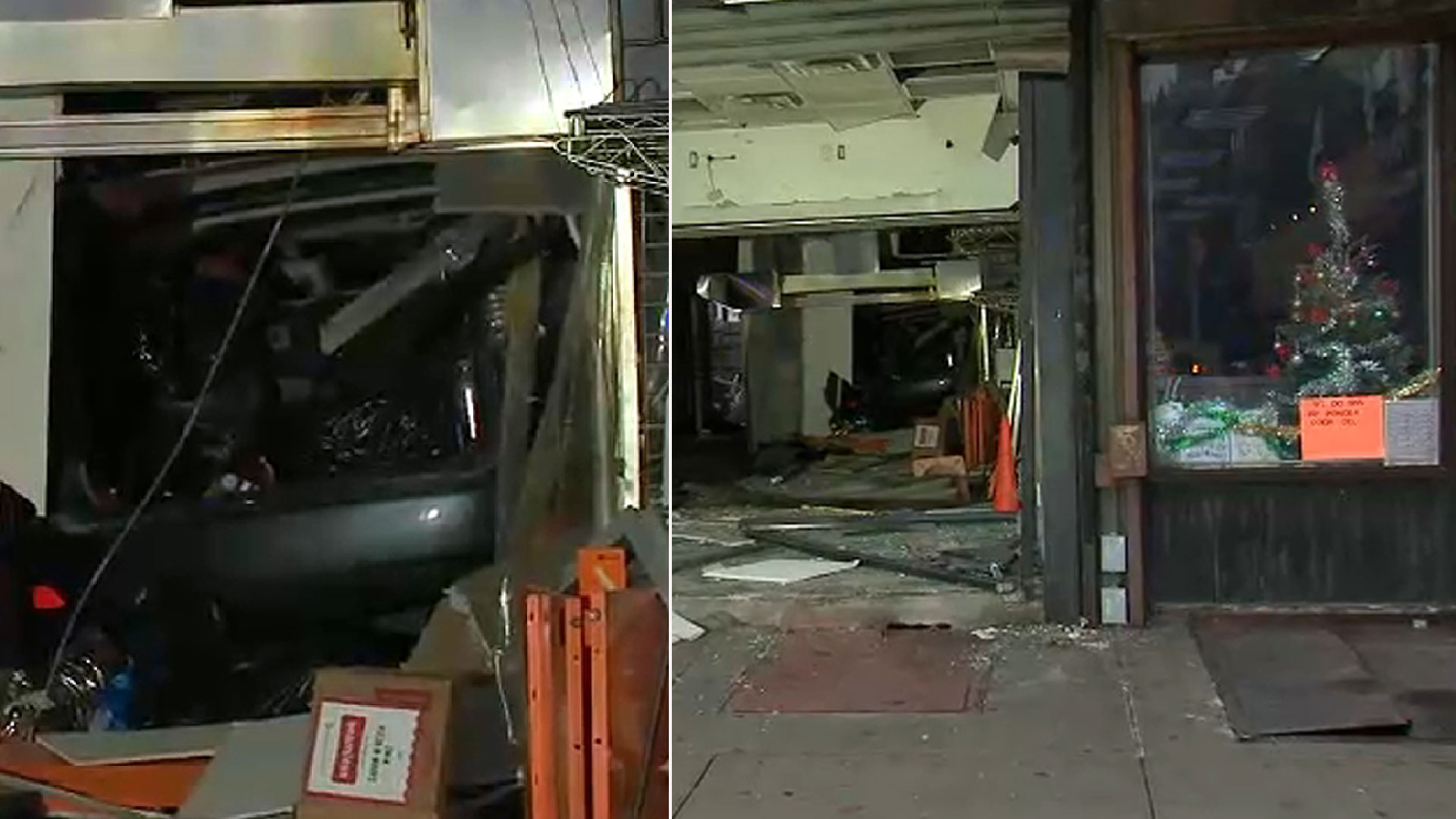 Vehicle slams into pizza shop in Bedford-Stuyvesant section of Brooklyn