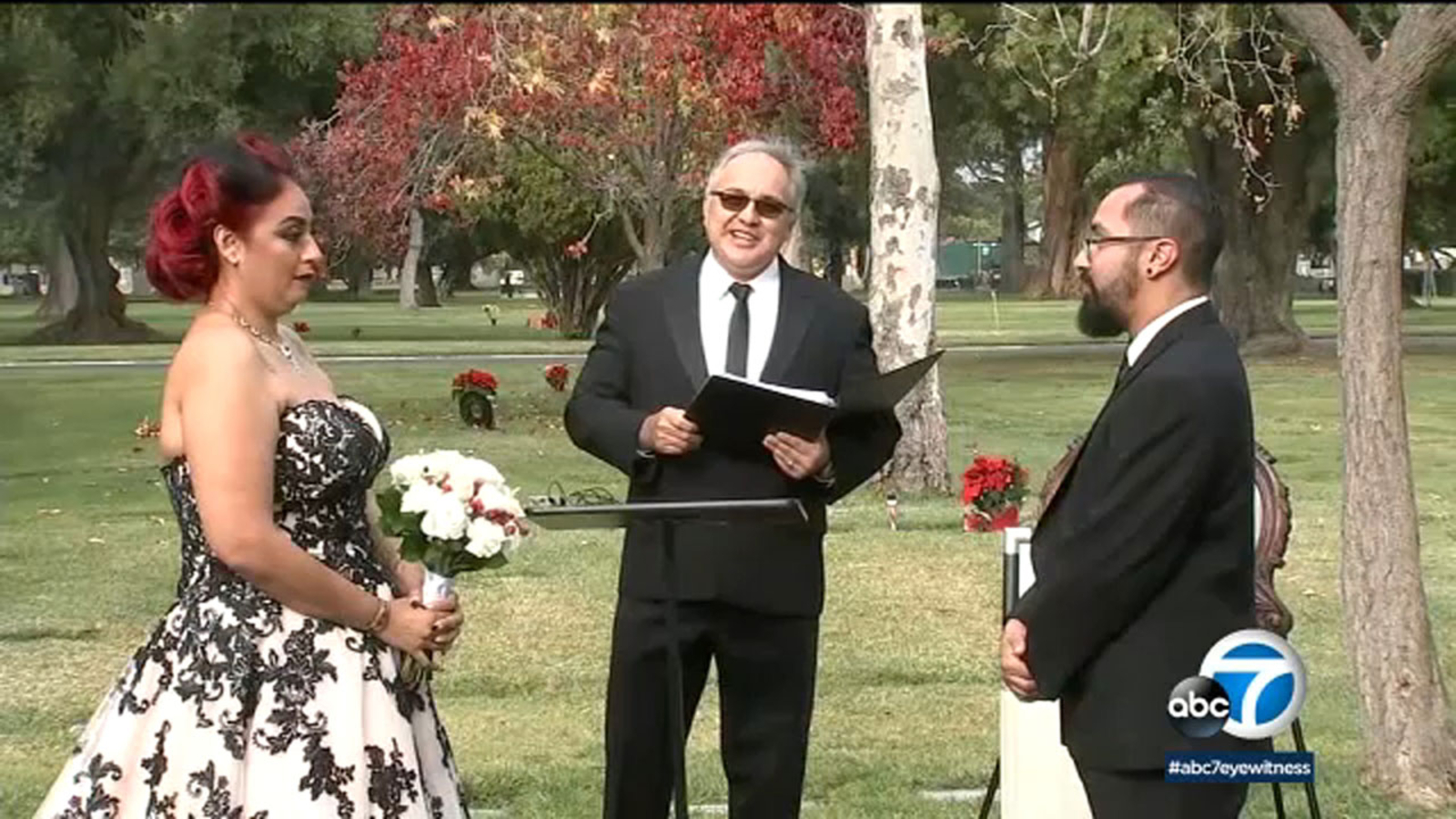 Couple has wedding at California cemetery so bride's grandfather can attend in spirit ABC7 San