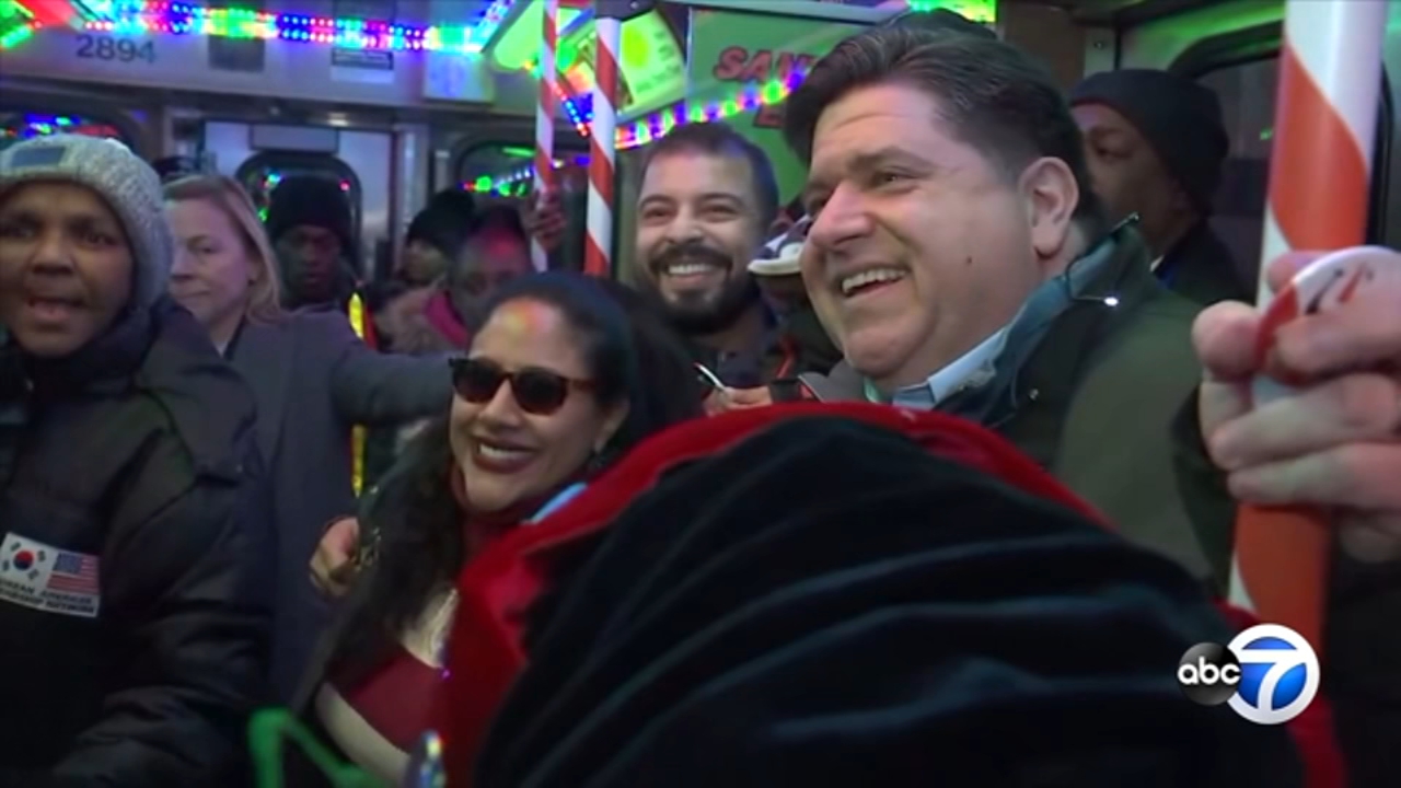 Pritzker joins in winter fun on the CTA holiday train