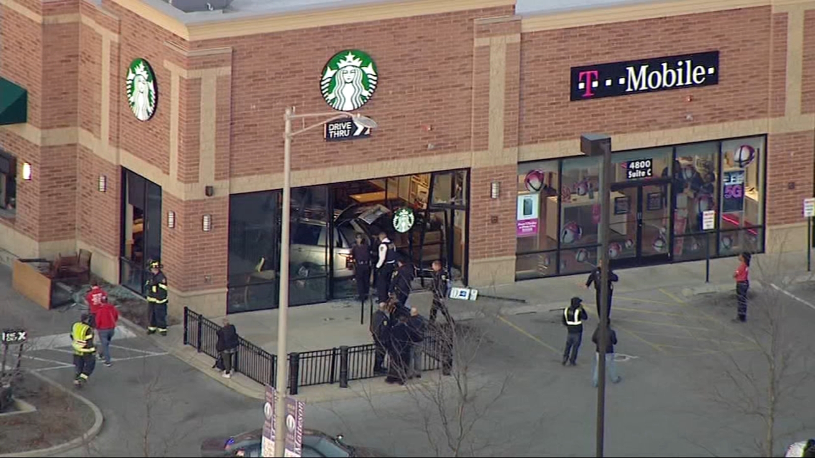 Elderly woman drives car into Matteson Starbucks, 2 injured - ABC7 Chicago