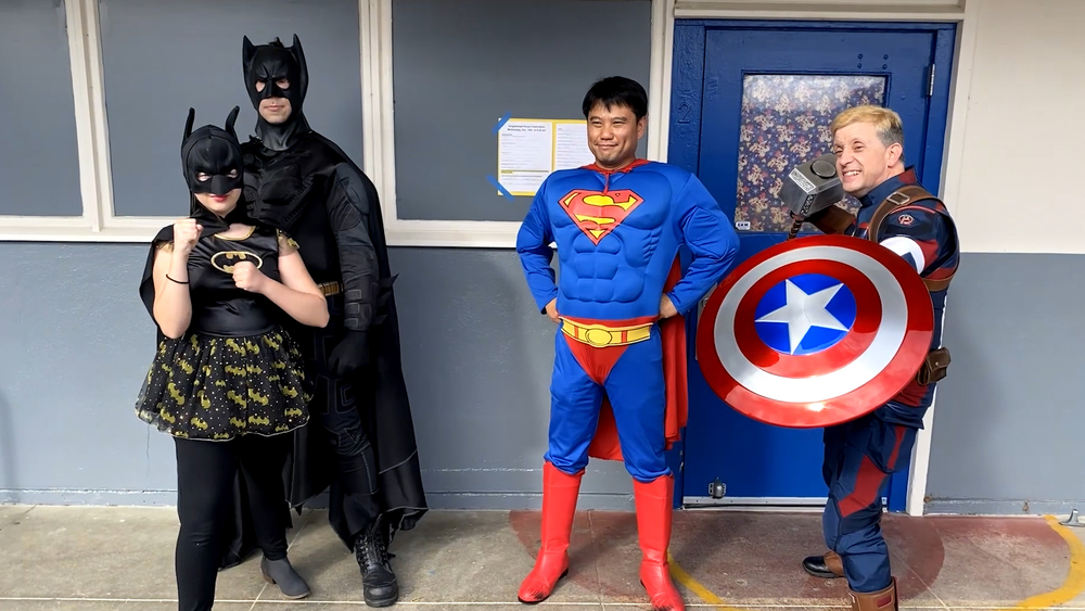 Friends become superheroes to donate teddy bears to children
