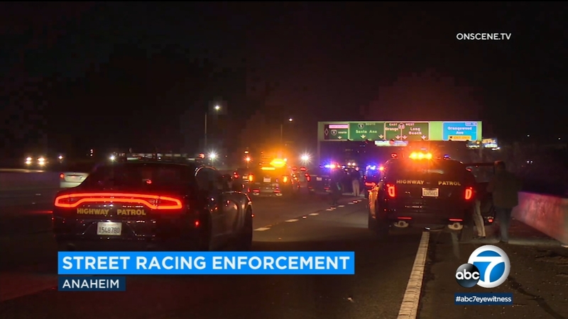 California Highway Patrol Detains Street Racers On 57 Freeway In Anaheim Abc7 Los Angeles