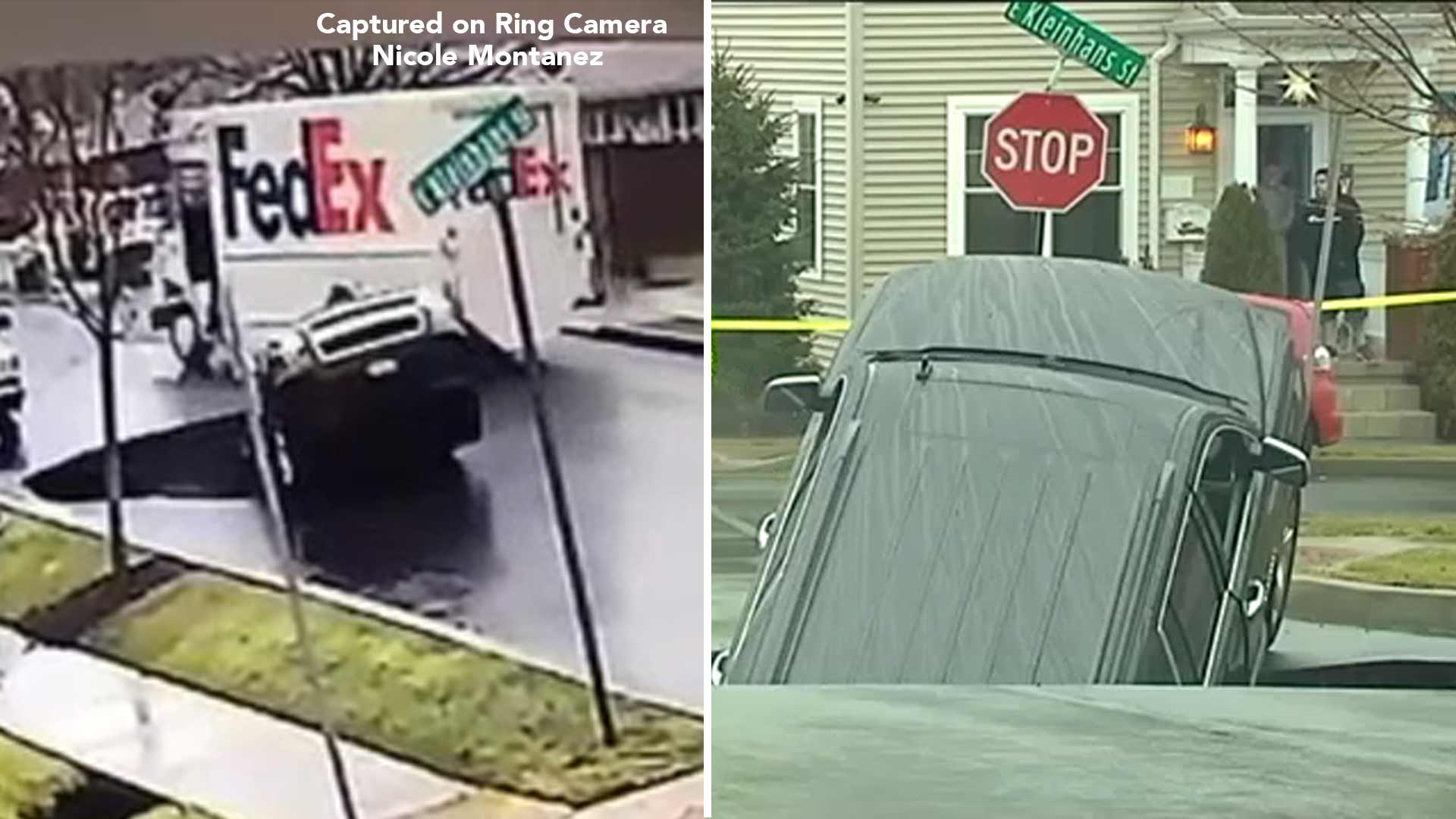 Video captures moment SUV swallowed by sinkhole in Pennsylvania street