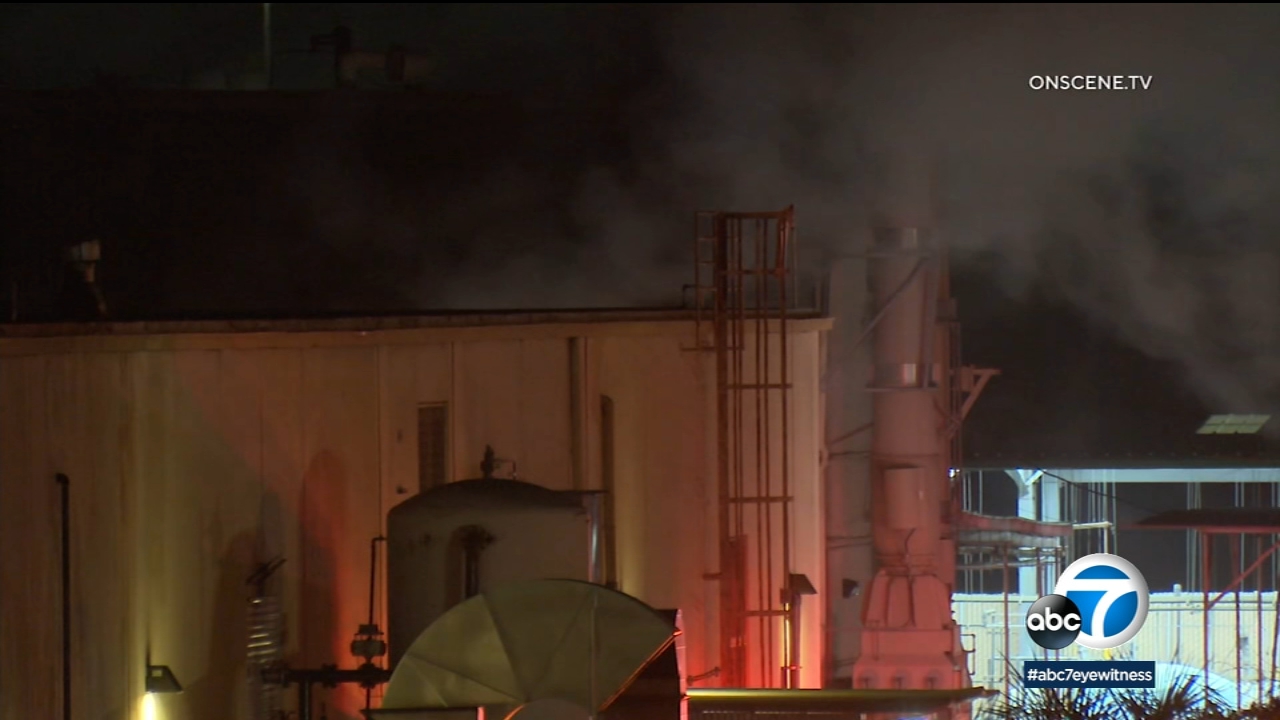 Hazmat crews respond to chemical fire at metal finishing plant in Brea