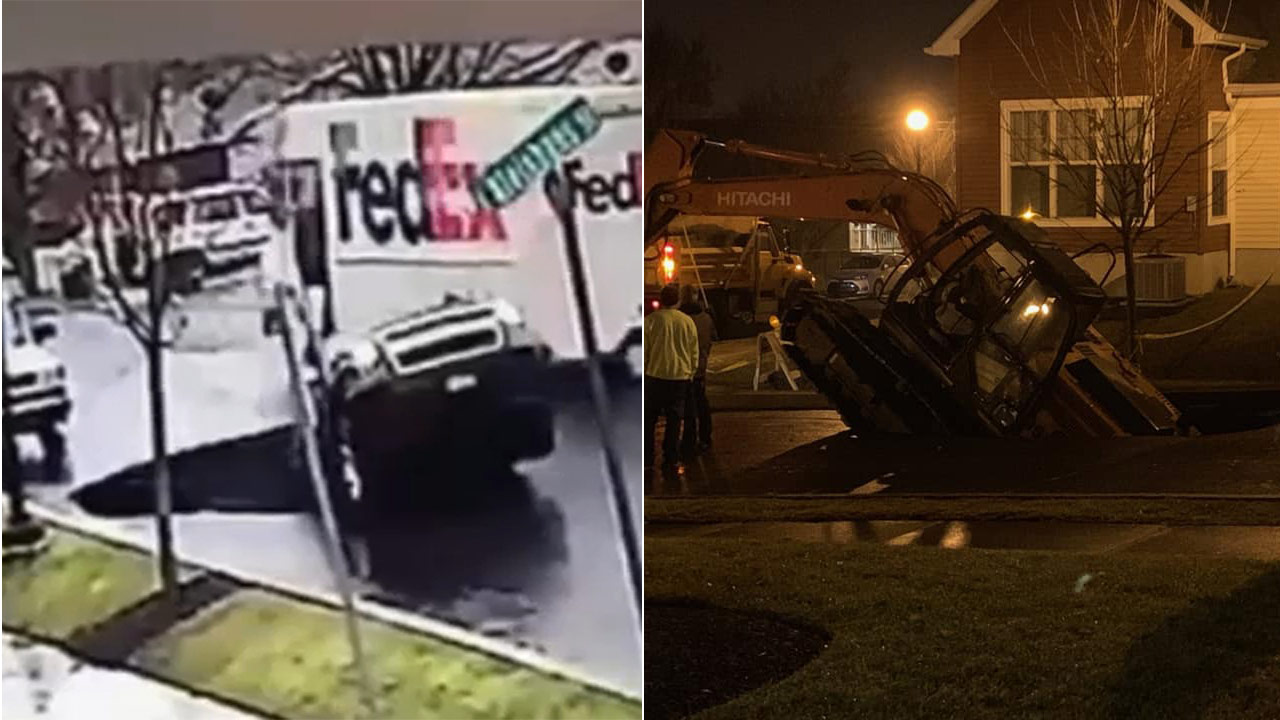 Easton sinkhole swallows excavator