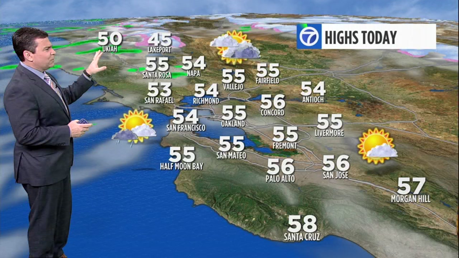 AccuWeather forecast Isolated showers today ABC7 San Francisco