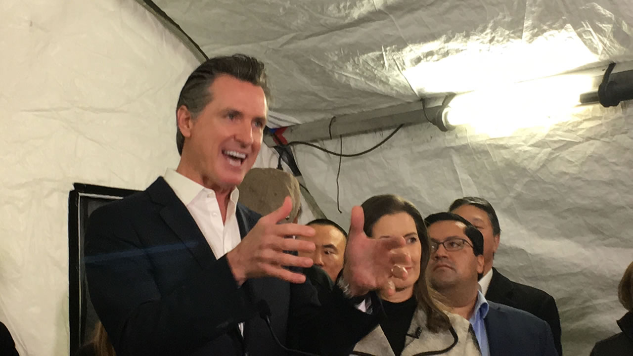 California Gov. Gavin Newsom speaks in Oakland on last stop of homelessness tour