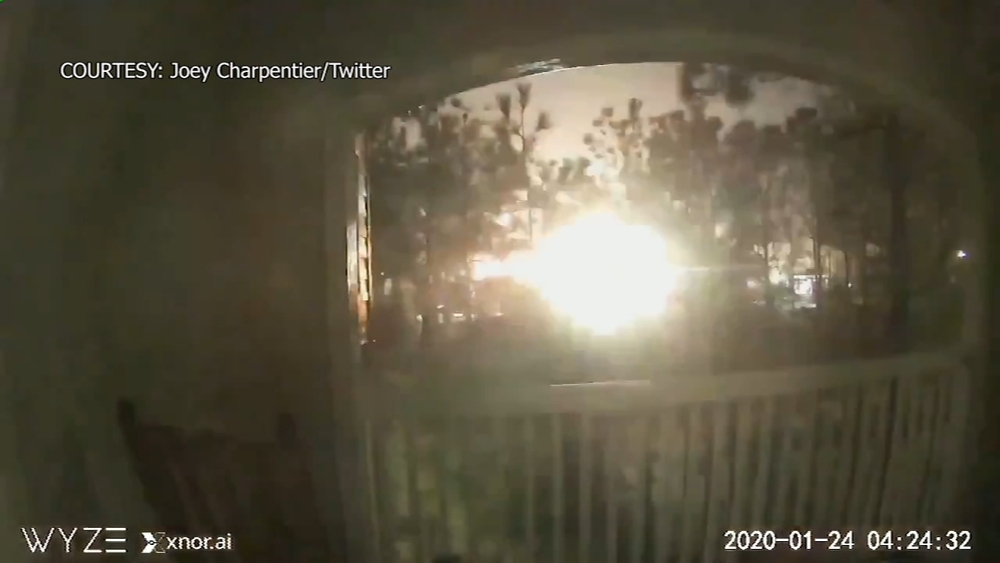 Moment of explosion at building caught on video