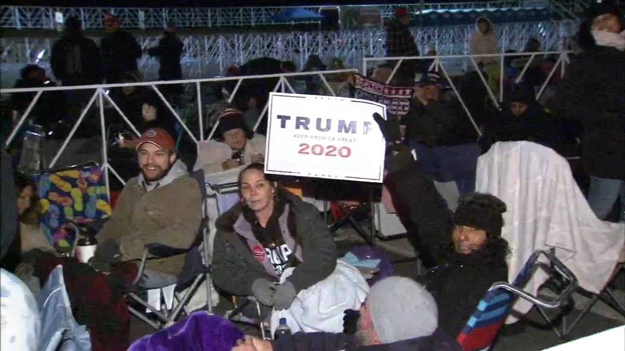 People wait in line for trump Rally in Wildwood