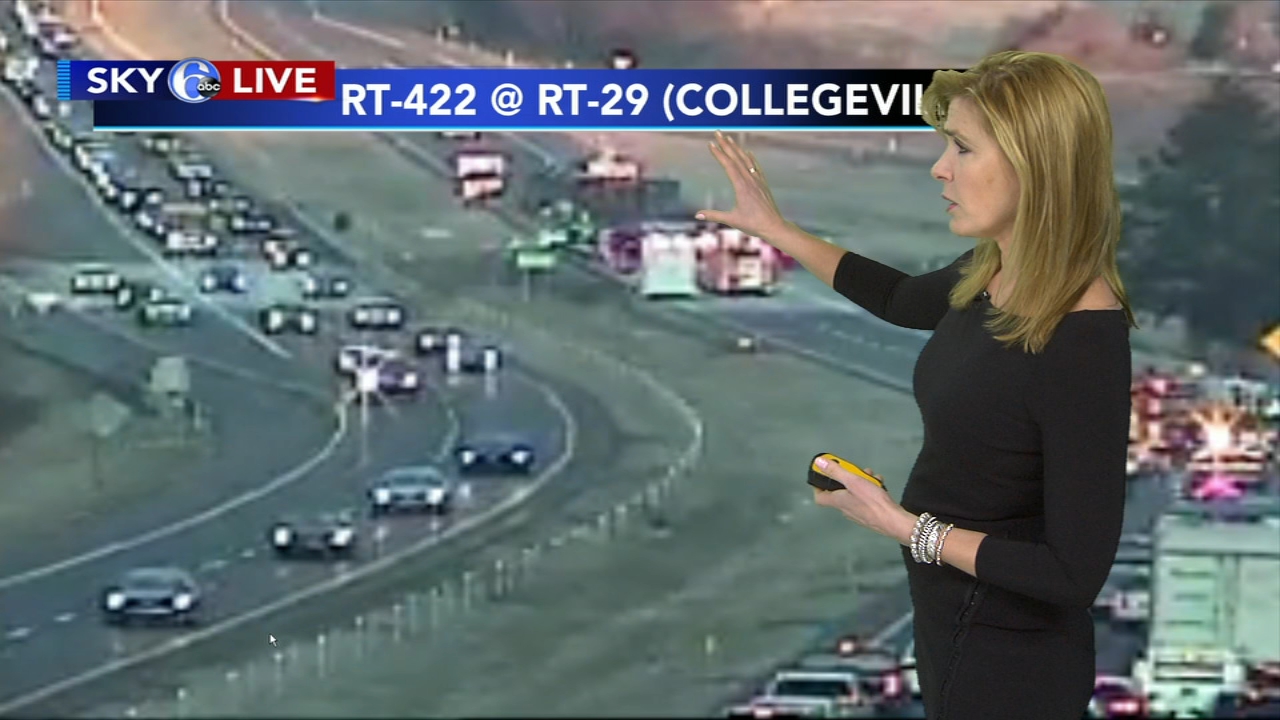 Portion of Route 422 closed after dump truck overturns