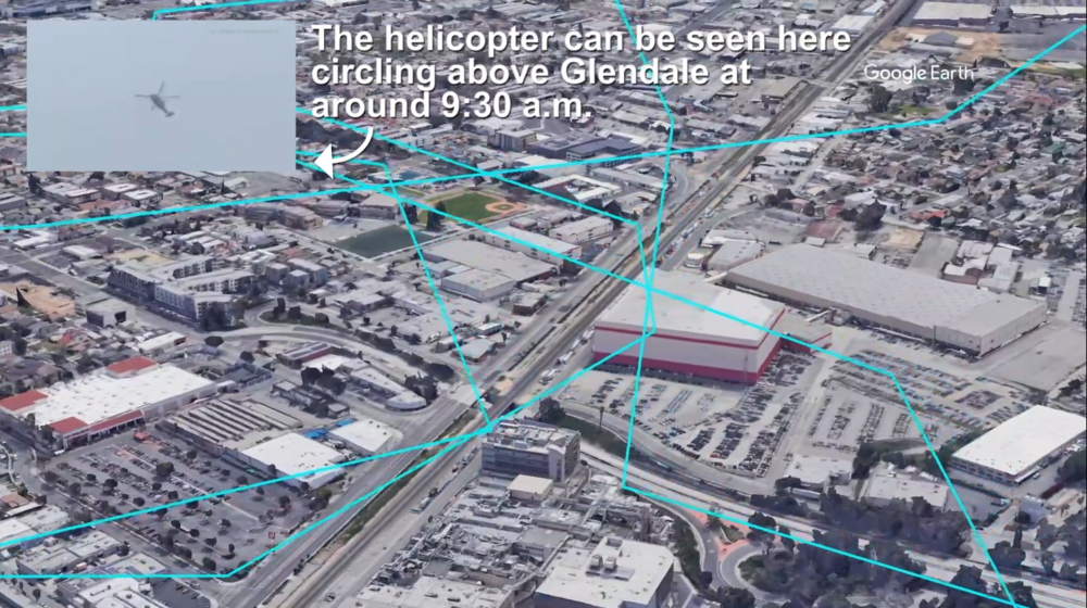 Flight path simulation from Kobe Bryant's Sikorsky S-76B helicopter