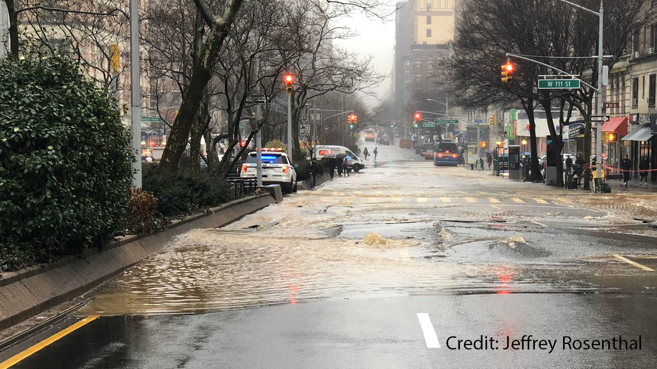 Large water main break floods basements, causes street closure in Morningside Heights