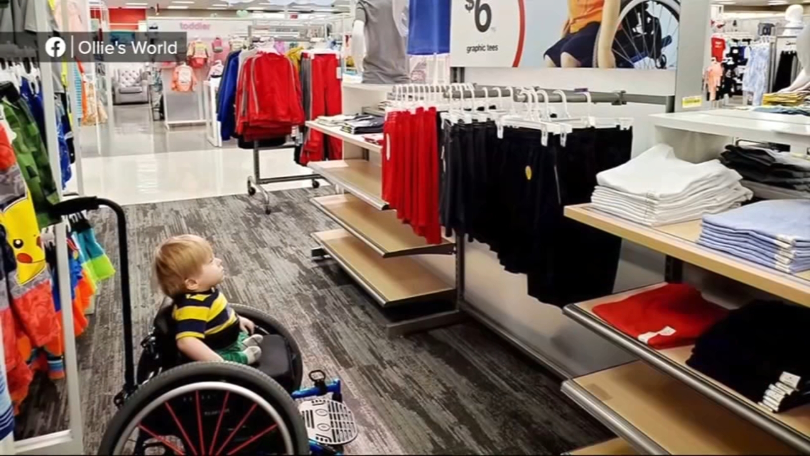 Target advertisement with wheelchair stops 2yearold in his tracks
