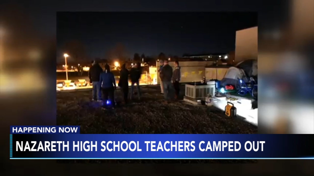 Nazareth High teachers camp out on roof for good cause