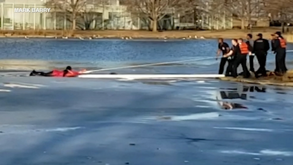 Woman rescued after falling into icy Jackson Park lagoon while trying to save dog