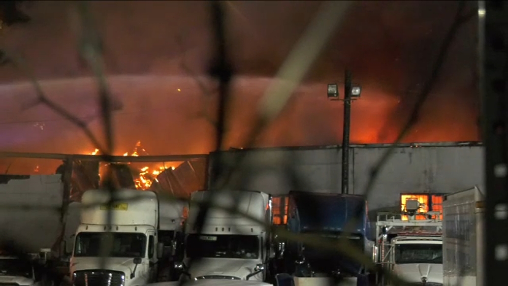 Fire burns through Elizabeth Truck Center, 1 firefighter hurt