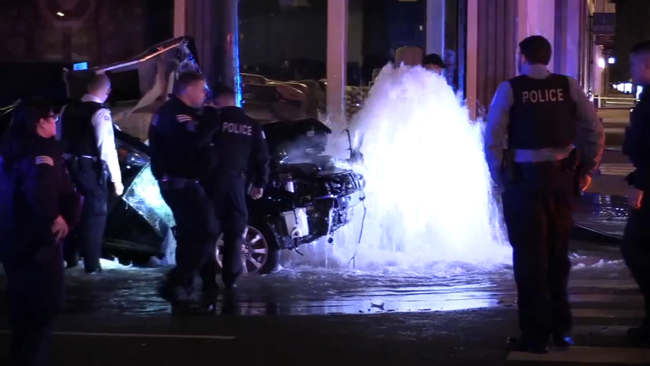 1 killed, 2 injured after car hits River North fire hydrant following police chase, crash