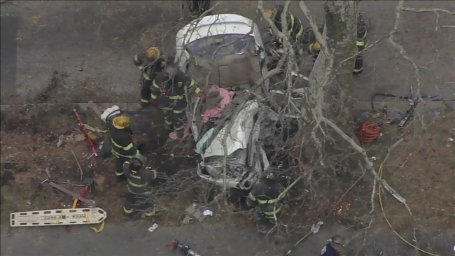 Woman killed, children and driver injured when car slams into tree in ...