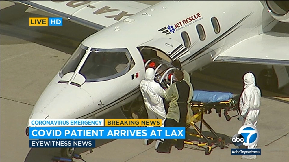 OC man with COVID-19 arrives at LAX in private air-ambulance 
