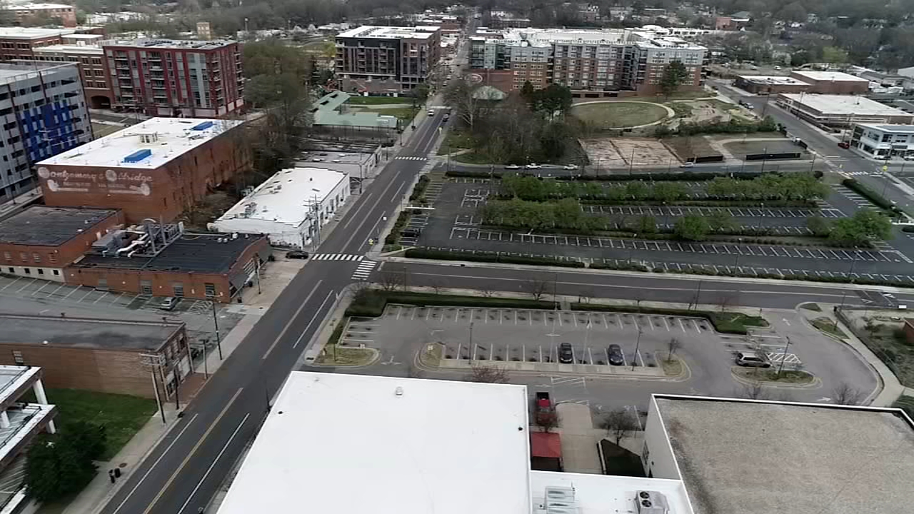 Drone 11 video shows quiet downtown Durham as people stay home due to COVID-19