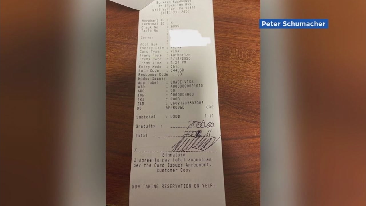 EXCLUSIVE: Man leaves $2,000 tip for North Bay restaurant staff to split
