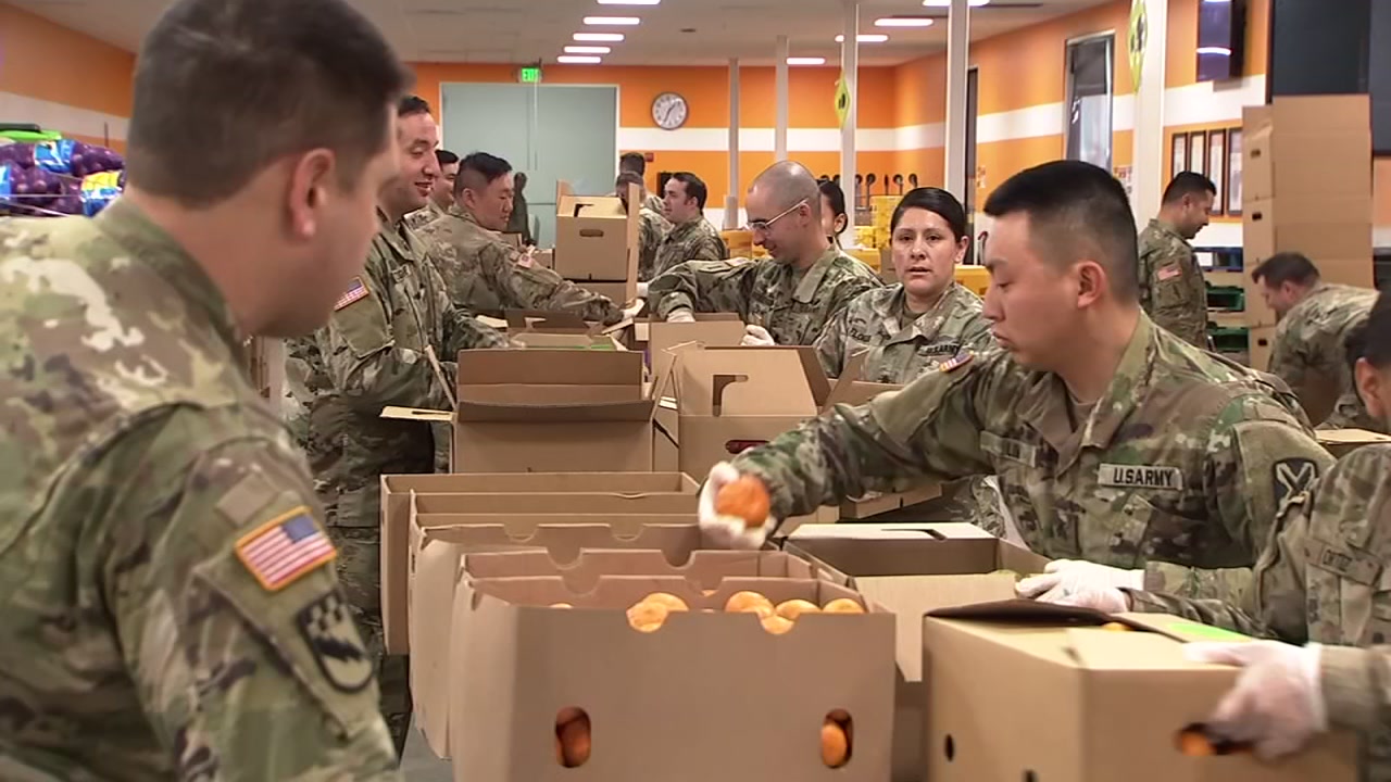 Coronavirus Crisis: National Guard steps in to help South Bay food bank due to volunteer shortage
