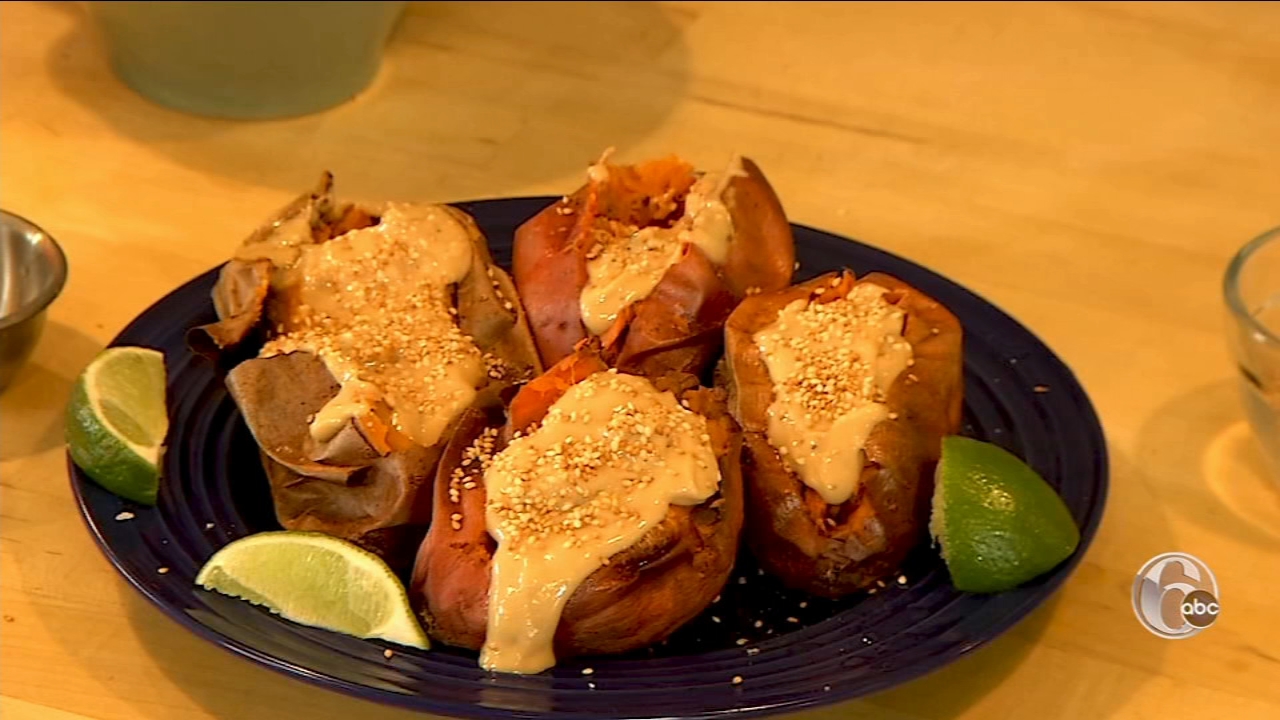 Cooking at Home: Tahini Sweet Potatoes with Grassland Butter