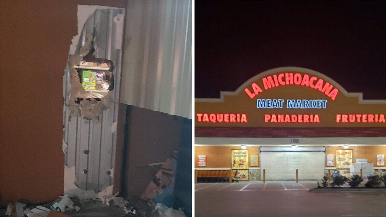 Burglars tear hole into grocery store