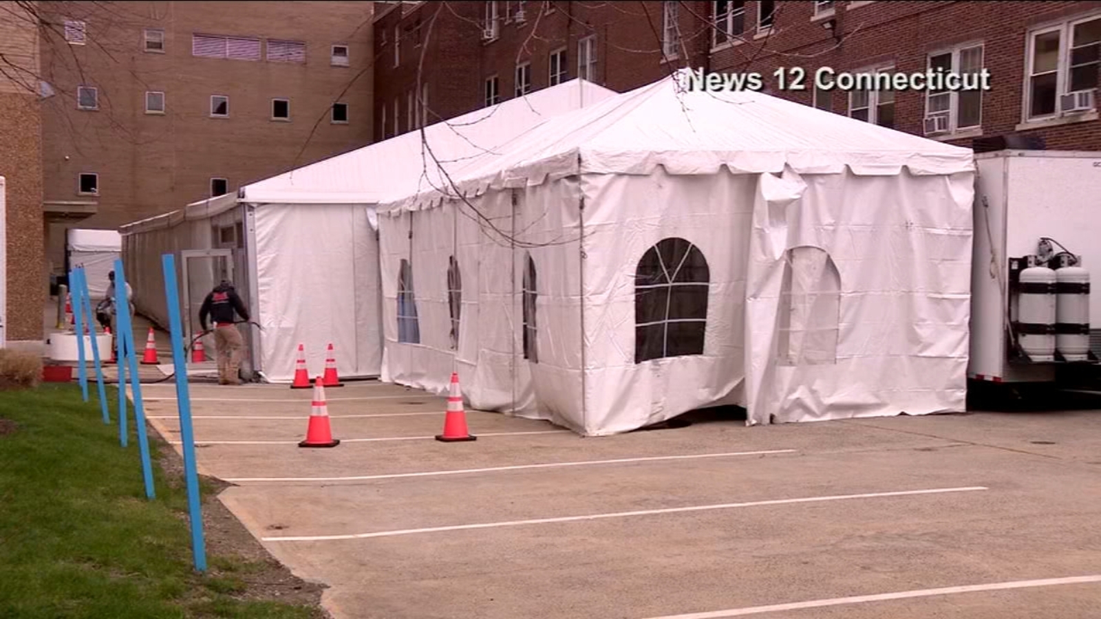 Coronavirus Connecticut Field hospital set up outside Bridgeport