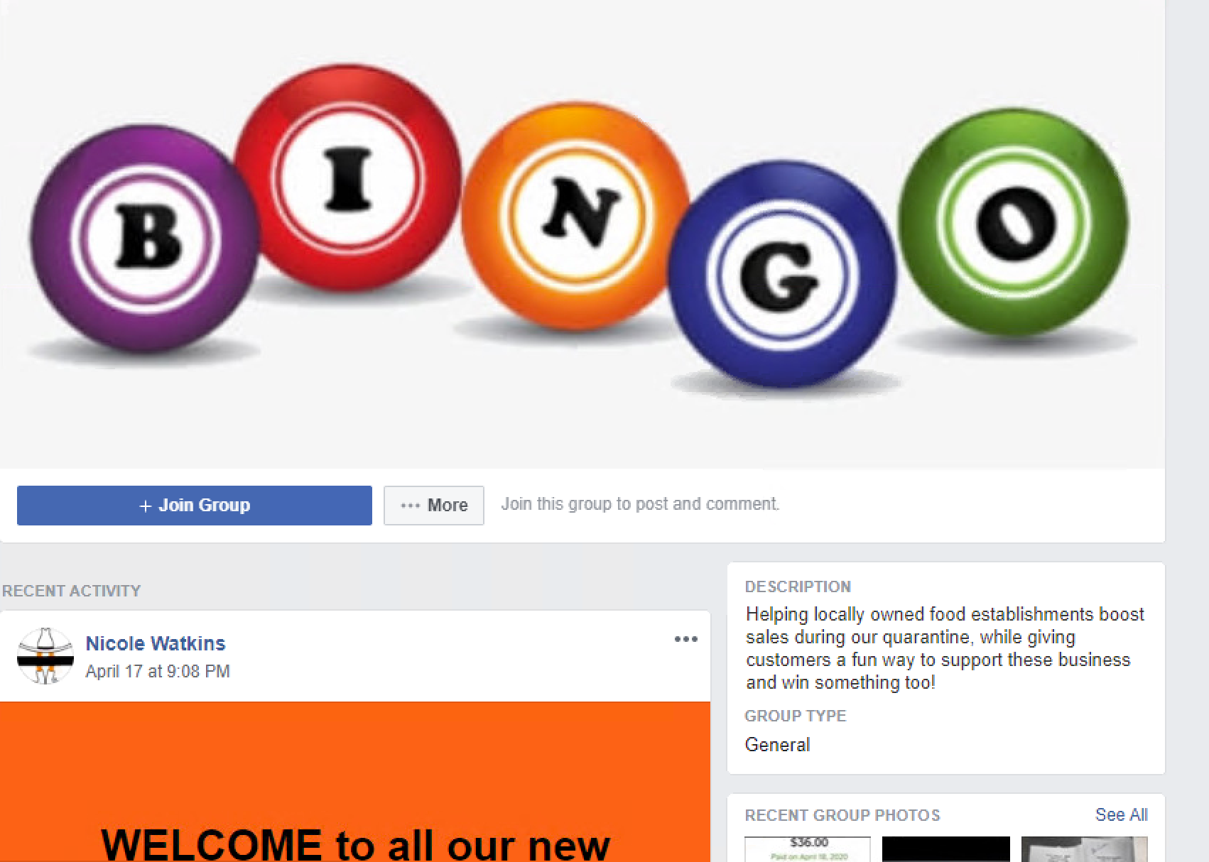Woman creates bingo on Facebook to support local restaurants