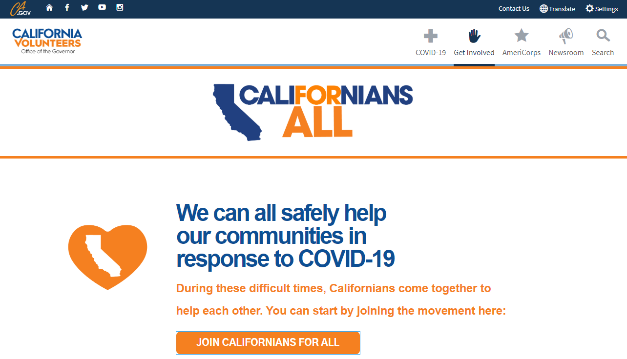 Gov. Newsom calls on all able Californians to volunteer