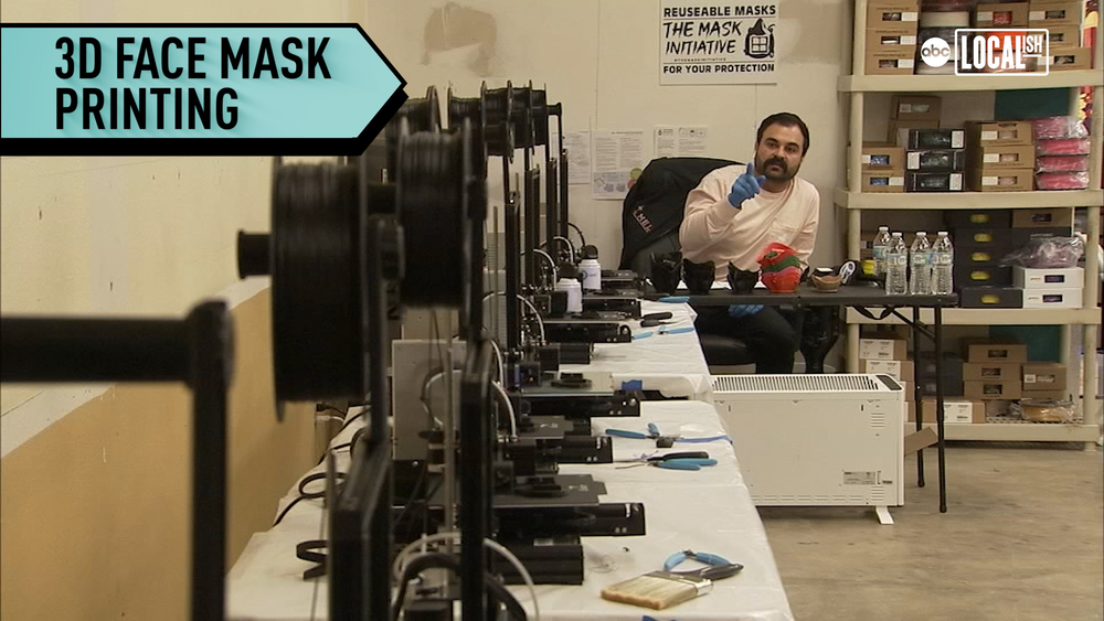Father and son making 3D masks