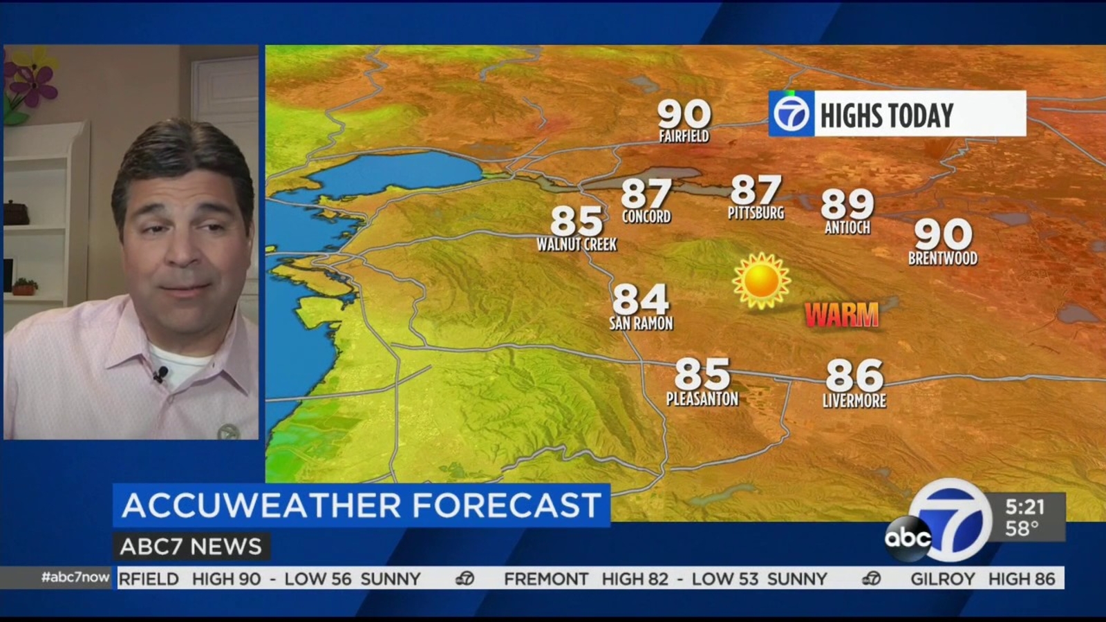 AccuWeather forecast Warmest day this week ABC7 San Francisco