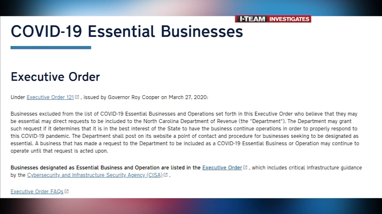 NC lets more than 3,000 businesses reopen after appeal to be considered essential