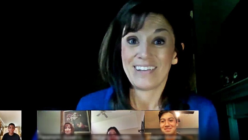 Elissa Rivas visits with Goose Creek ISD students
