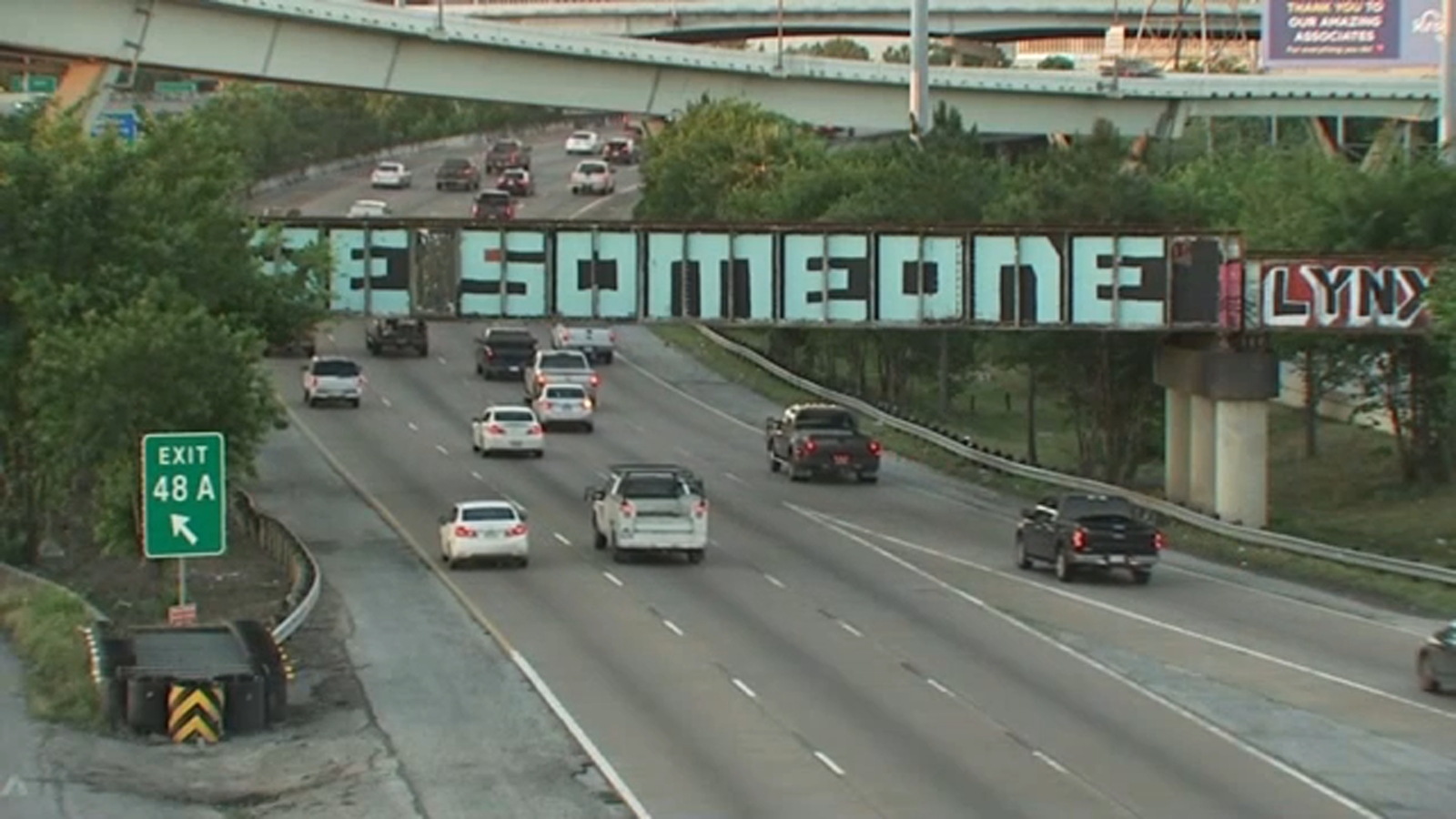Iconic Houston 'Be Someone' graffiti returns on overpass ABC13 Houston