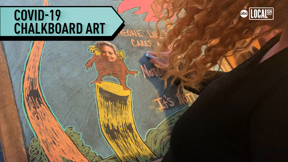 Chalkboard art brightens street during COVID-19 pandemic