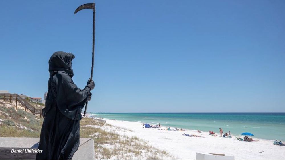 Grim Reaper visits Florida's reopened beaches