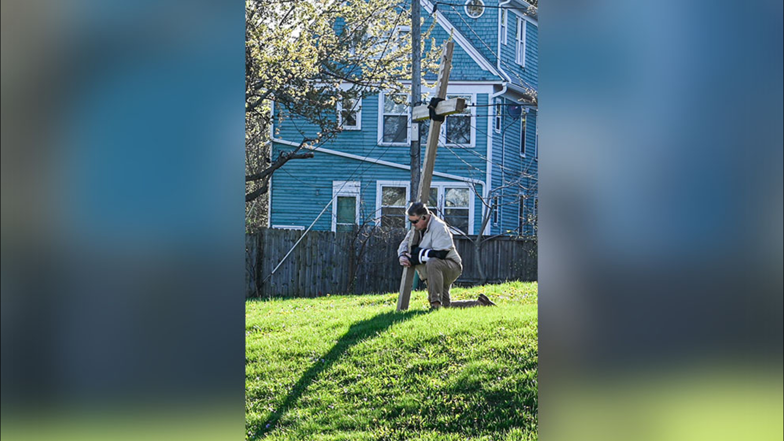 Coronavirus Illinois Hinsdale man holds 'church' behind his home in an