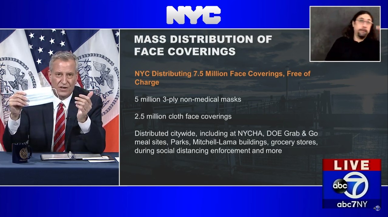 NYC distributing 7.5M free face coverings