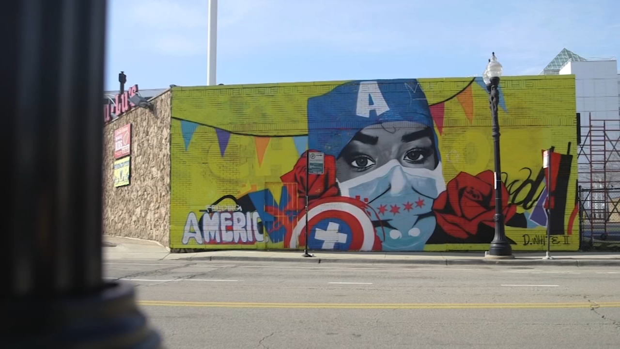 Murals for Medical Relief painted to honor health care workers