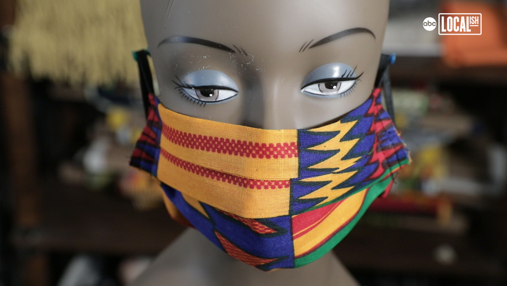 This woman uses grad cap fabric to make faces masks