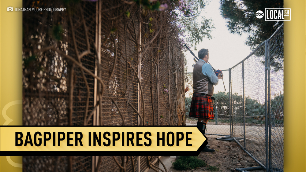 Bagpiper inspires hope during the pandemic