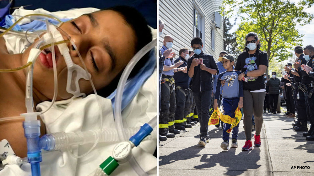 Boy who survived mystery illness welcomed home by first responders